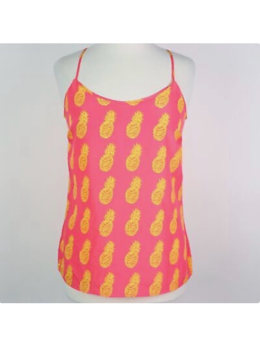 Yellow and Coral Pineapple Print J.Crew Tank Top
